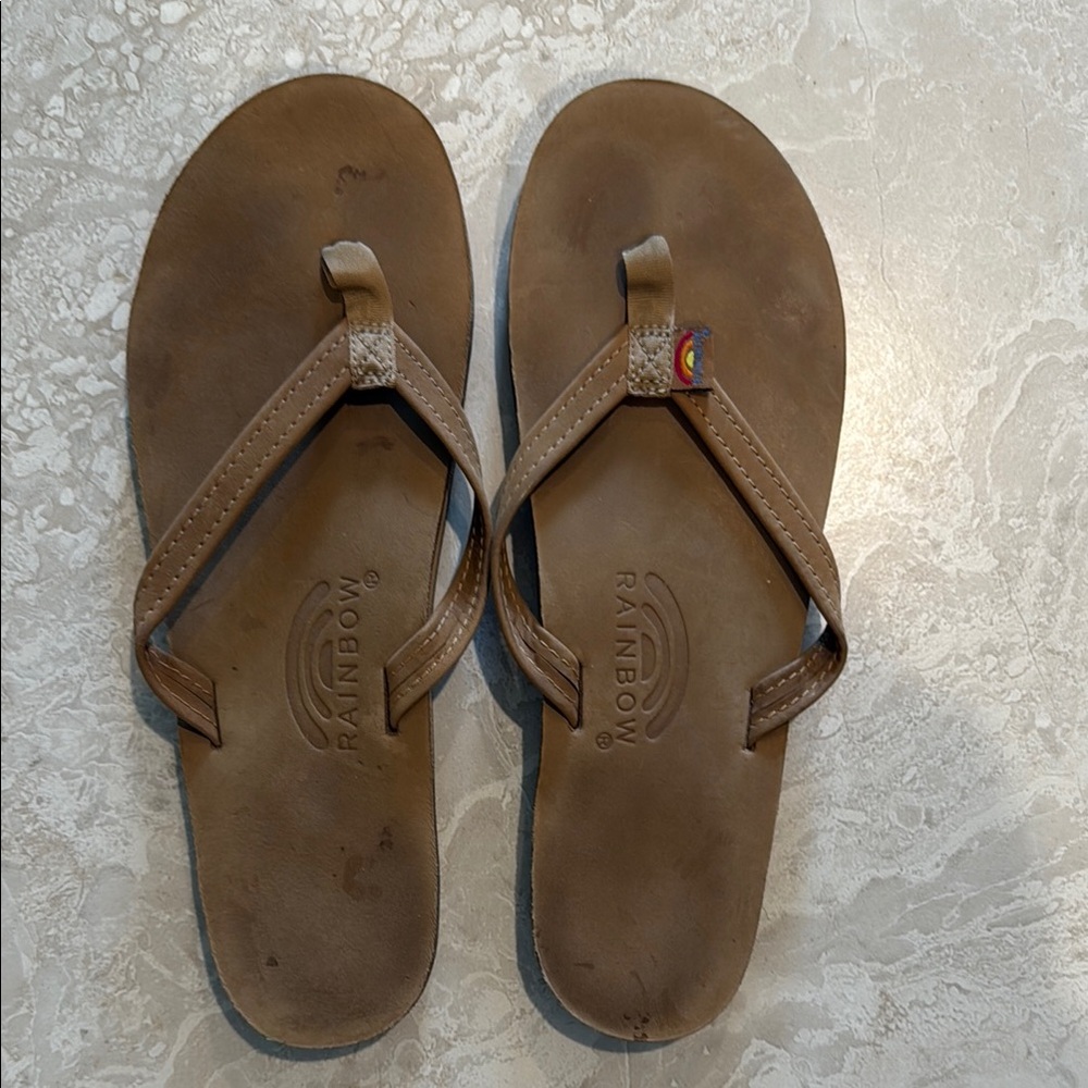 Rainbow Classic Brown Leather Sandals